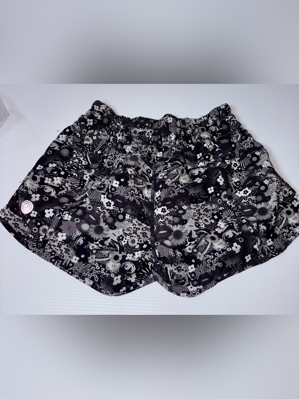 lululemon athletica Black and White Floral Athletic Shorts - Picture 2 of 7